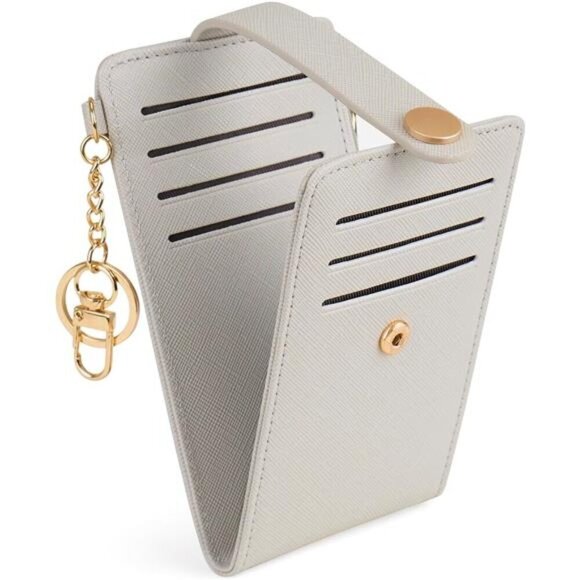 Slim Wallet for Women, 1-Cross grain-Light Grey - Picture 1 of 1